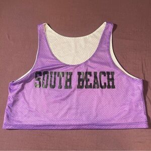 South Beach Cropped Pinnie Shirt Top - One size (M/L) Purple/White Surf Style